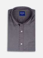 Folded men’s ash grey premium polyester cotton regular fit shirt by Ekrangi