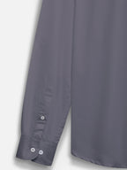 Close-up of fabric of men’s ash grey premium polyester cotton shirt by Ekrangi
