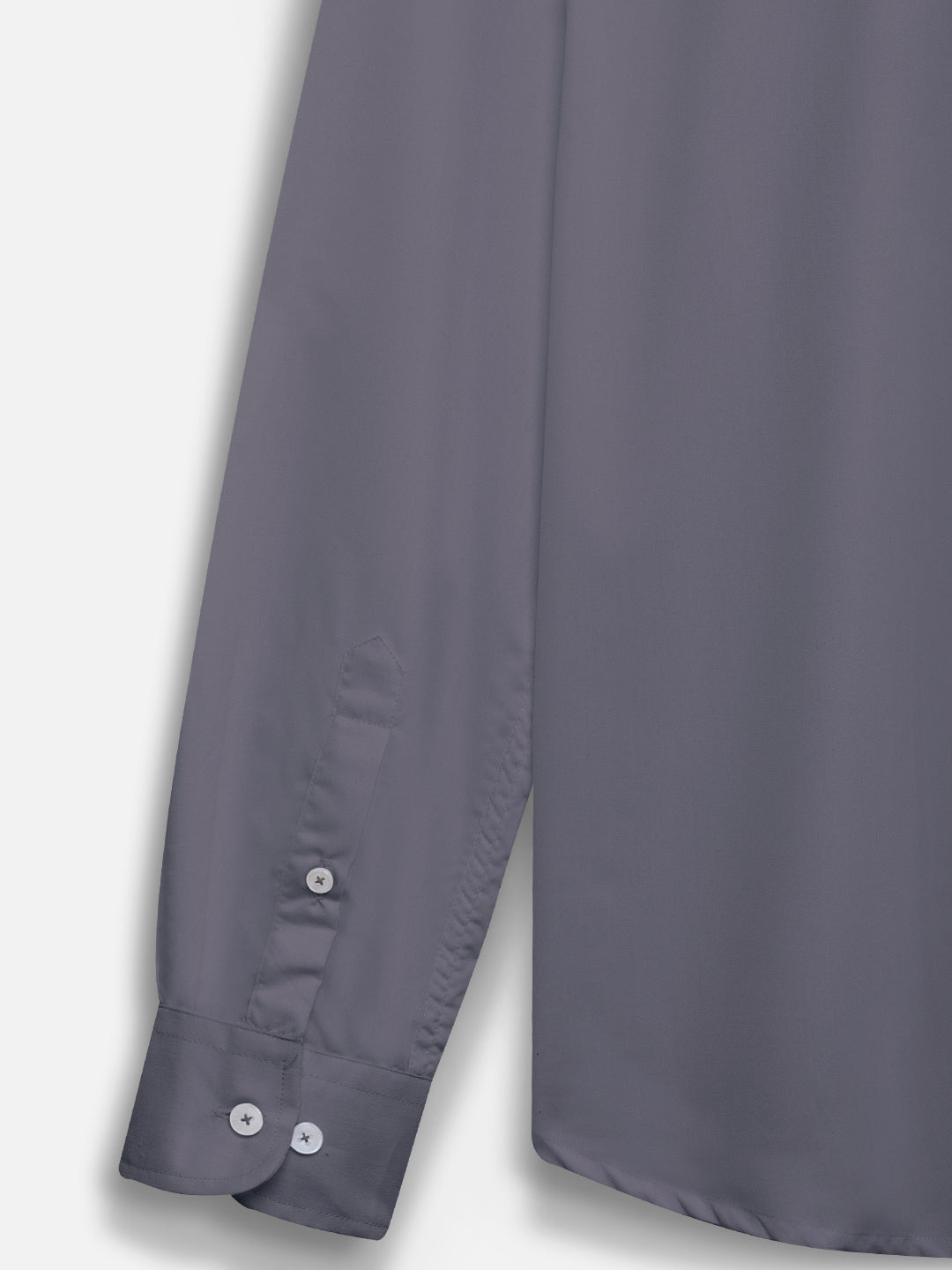 Close-up of fabric of men’s ash grey premium polyester cotton shirt by Ekrangi