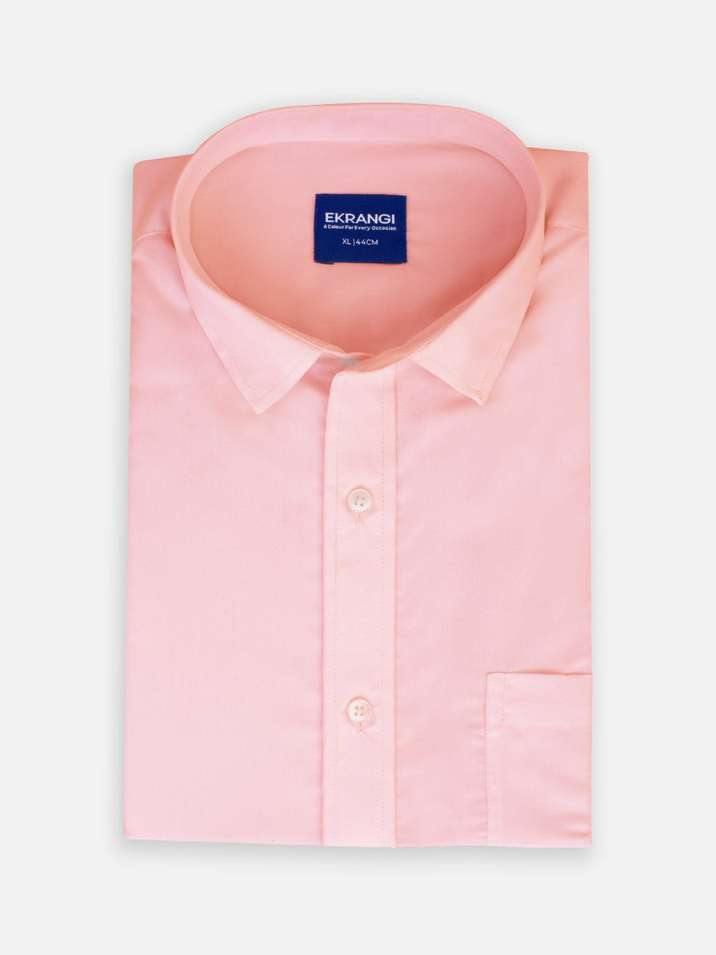 Folded men’s blush pink premium polyester cotton regular fit shirt by Ekrangi