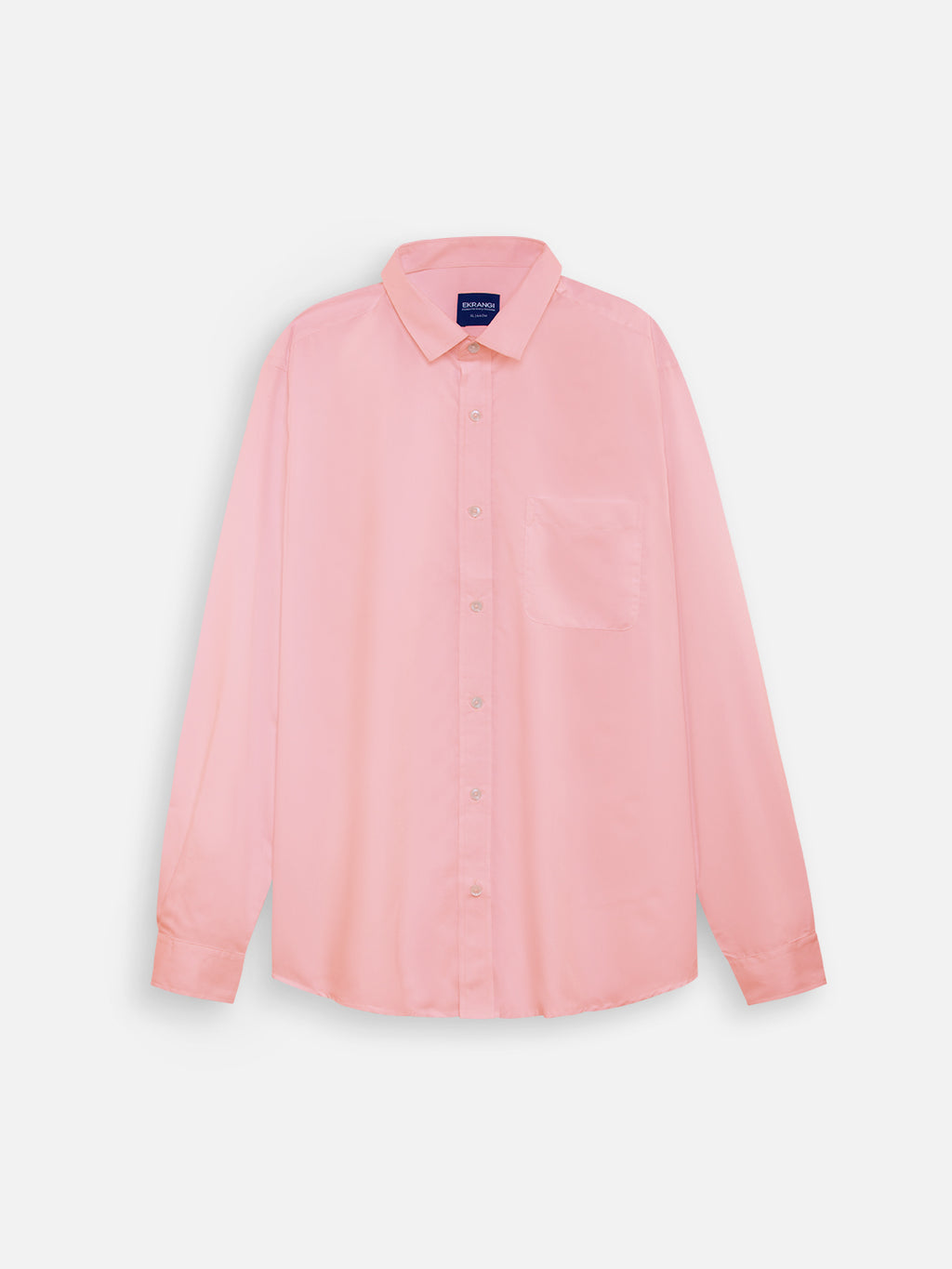 Front view of men’s blush pink premium polyester cotton regular fit shirt by Ekrangi