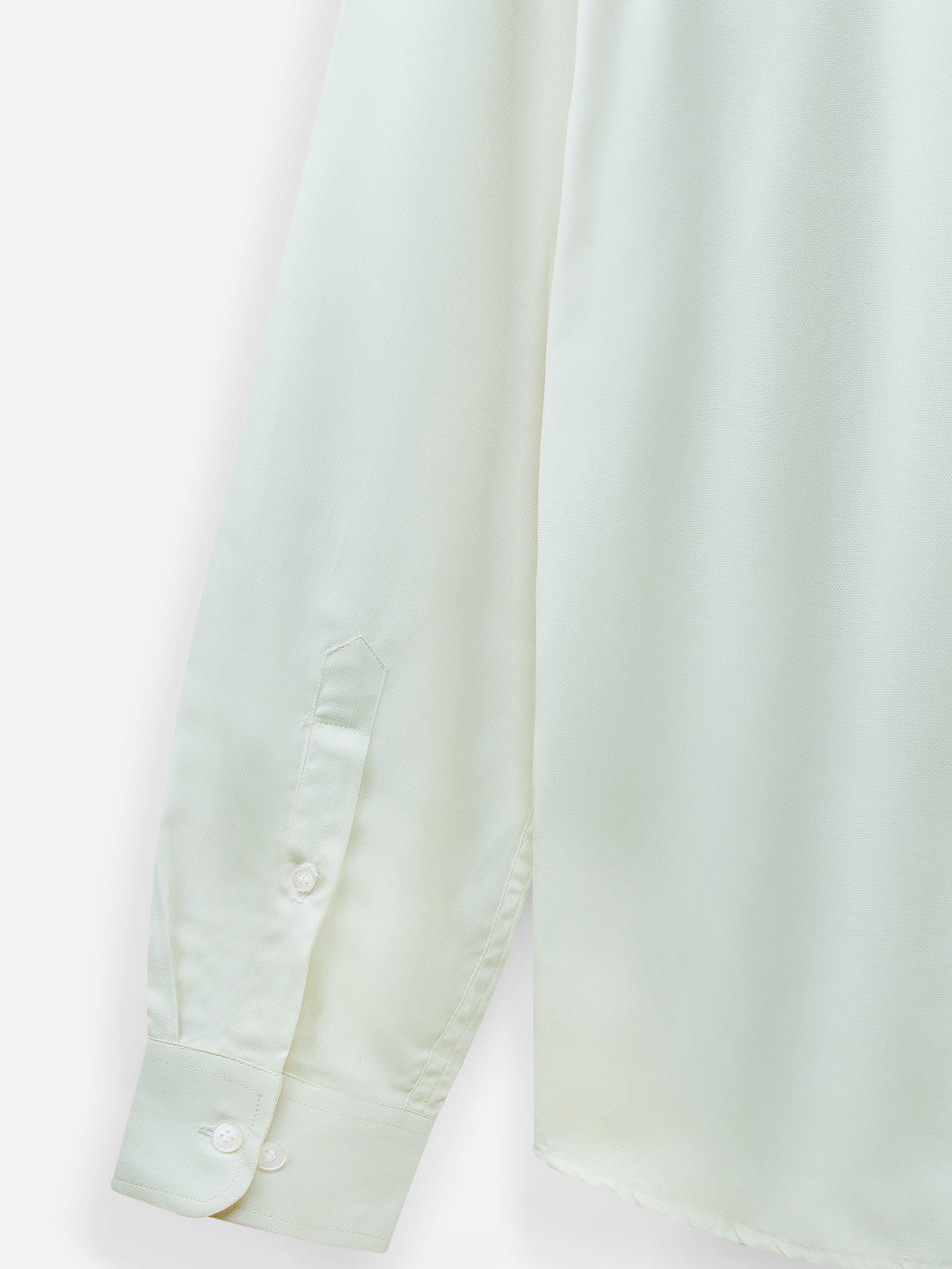Close-up of fabric of men’s buttercream yelllow premium cotton shirt by Ekrangi