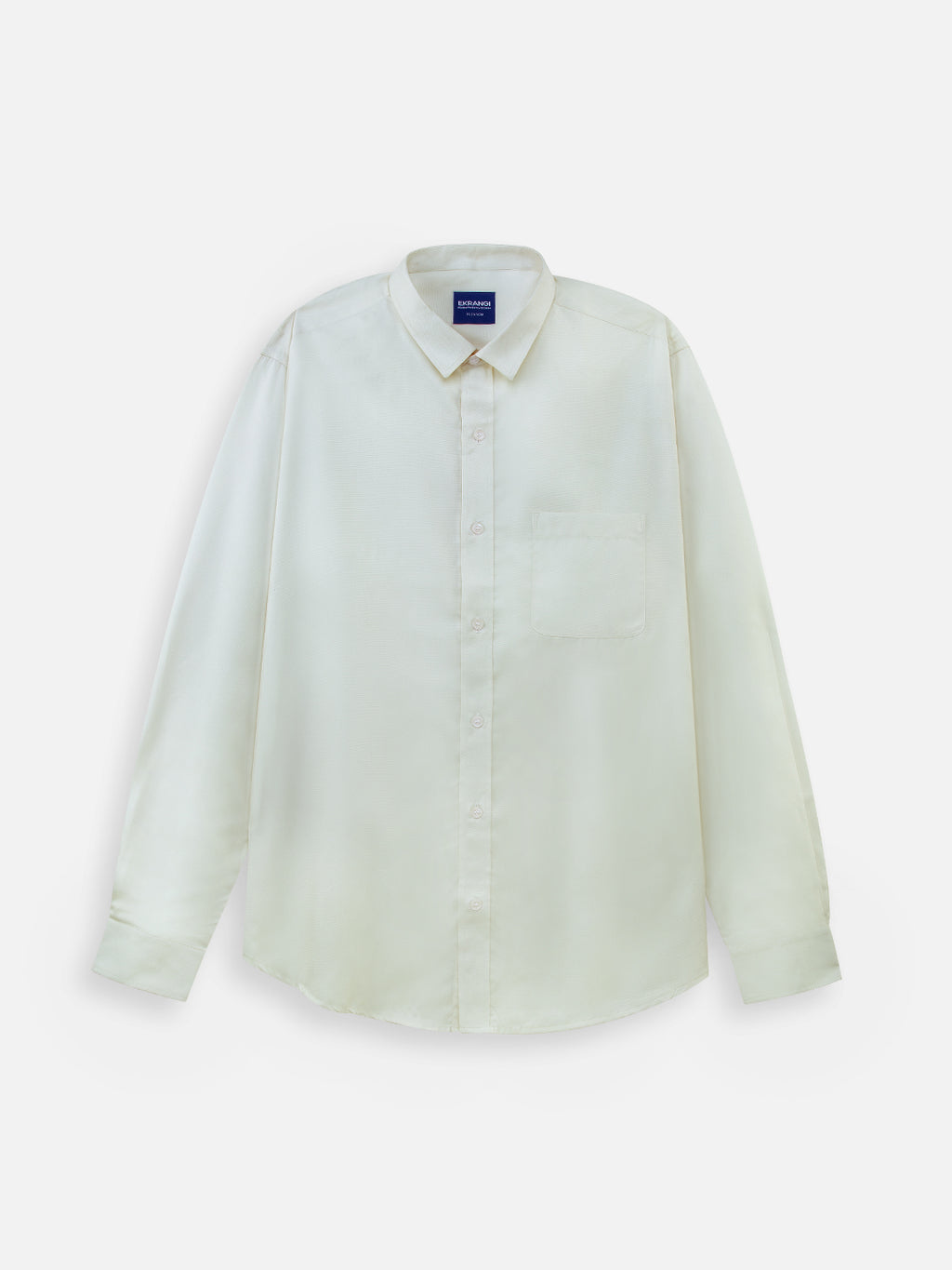 Front view of men’s buttercream yelllow premium cotton regular fit shirt by Ekrangi