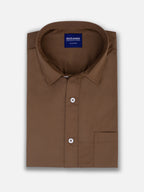 Folded men’s cocoa brown premium polyester cotton regular fit shirt by Ekrangi