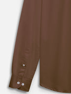 Close-up of fabric of men’s cocoa brown premium polyester cotton shirt by Ekrangi