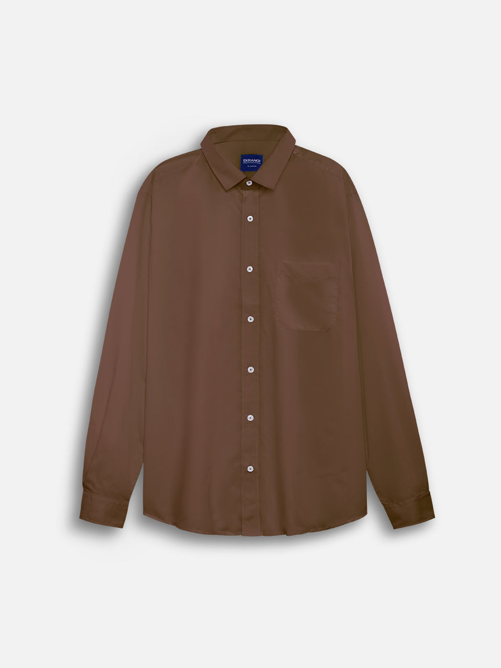 Front view of men’s cocoa brown premium polyester cotton regular fit shirt by Ekrangi