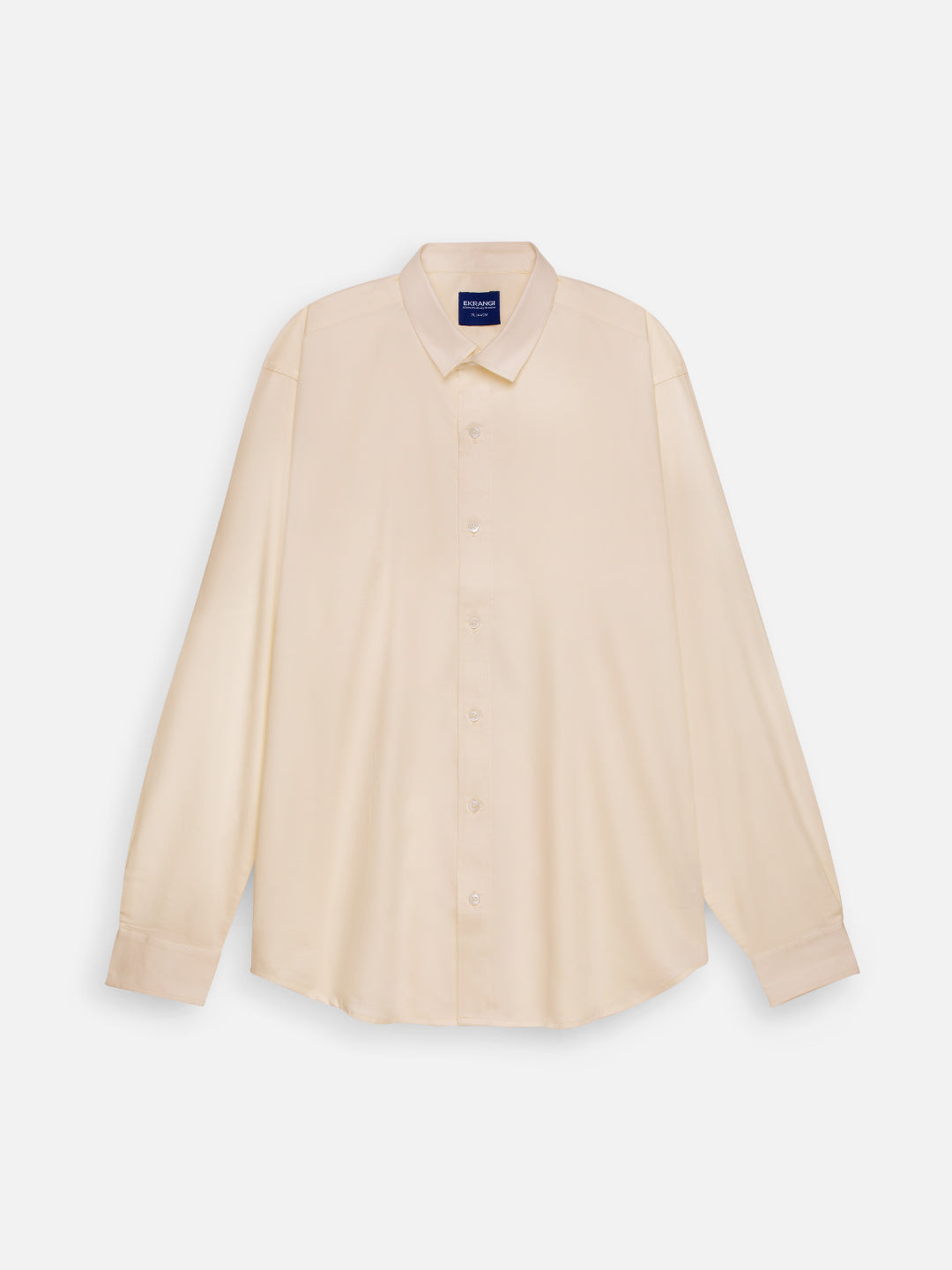 Front view of men’s dawn orange premium cotton regular fit shirt by Ekrangi