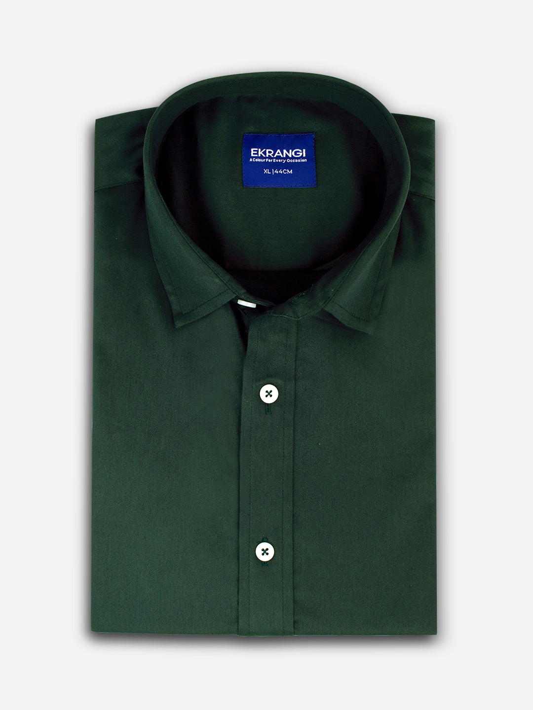 Folded men’s emerald green premium cotton regular fit shirt by Ekrangi