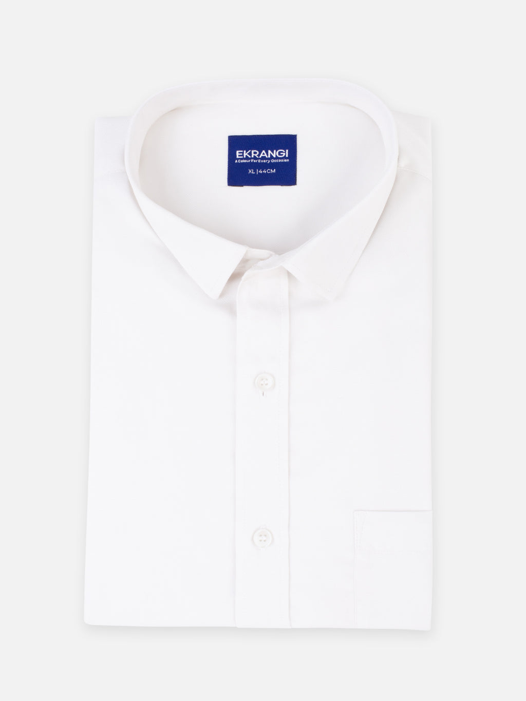 Folded men’s frost white premium cotton regular fit shirt by Ekrangi