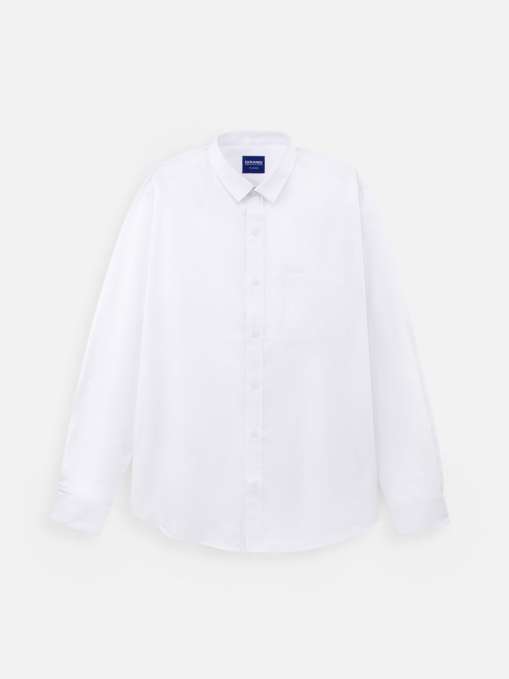 Front view of men’s frost white premium cotton regular fit shirt by Ekrangi
