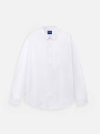 Front view of men’s frost white premium cotton regular fit shirt by Ekrangi