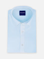Folded men’s glacier blue cotton sateen regular fit shirt by Ekrangi