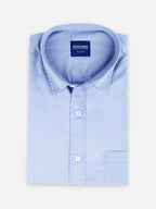 Folded men’s haze blue premium polyester cotton regular fit shirt by Ekrangi