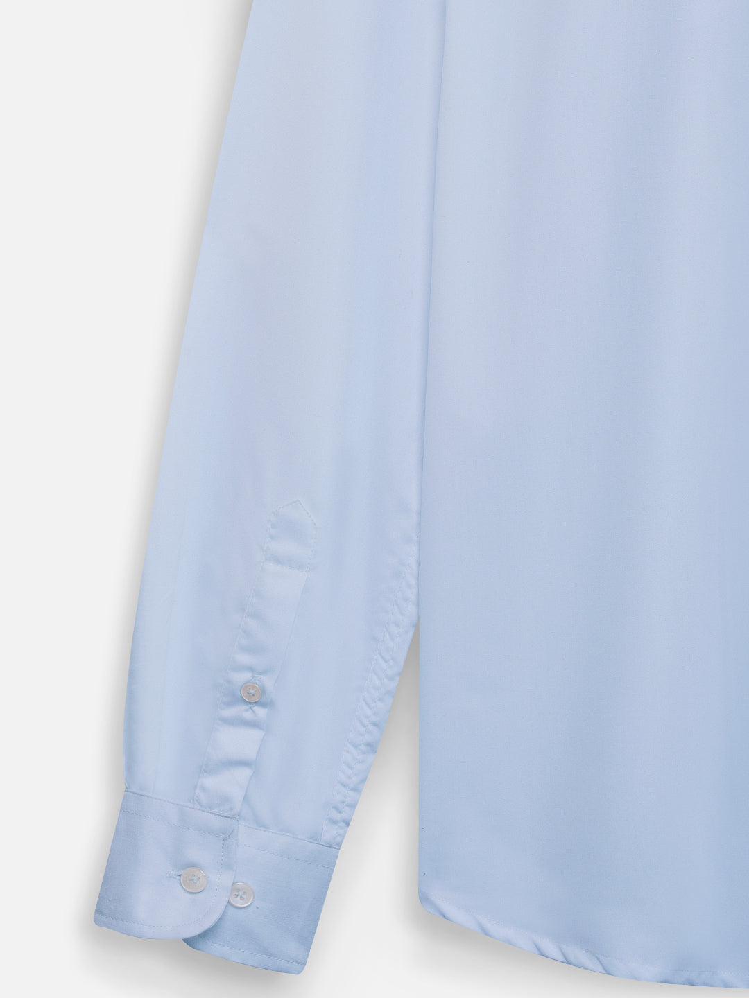 Close-up of fabric of men’s haze blue premium polyester cotton shirt by Ekrangi