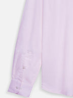 Close-up of fabric of men’s heirloom lavender cotton sateen shirt by Ekrangi