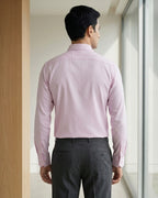 Lifestyle image of man wearing heirloom lavender cotton sateen regular fit shirt by Ekrangi
