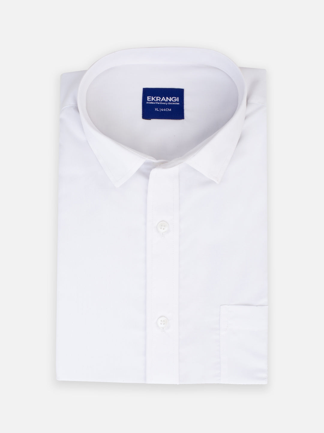Folded men’s ivory white premium polyester cotton regular fit shirt by Ekrangi