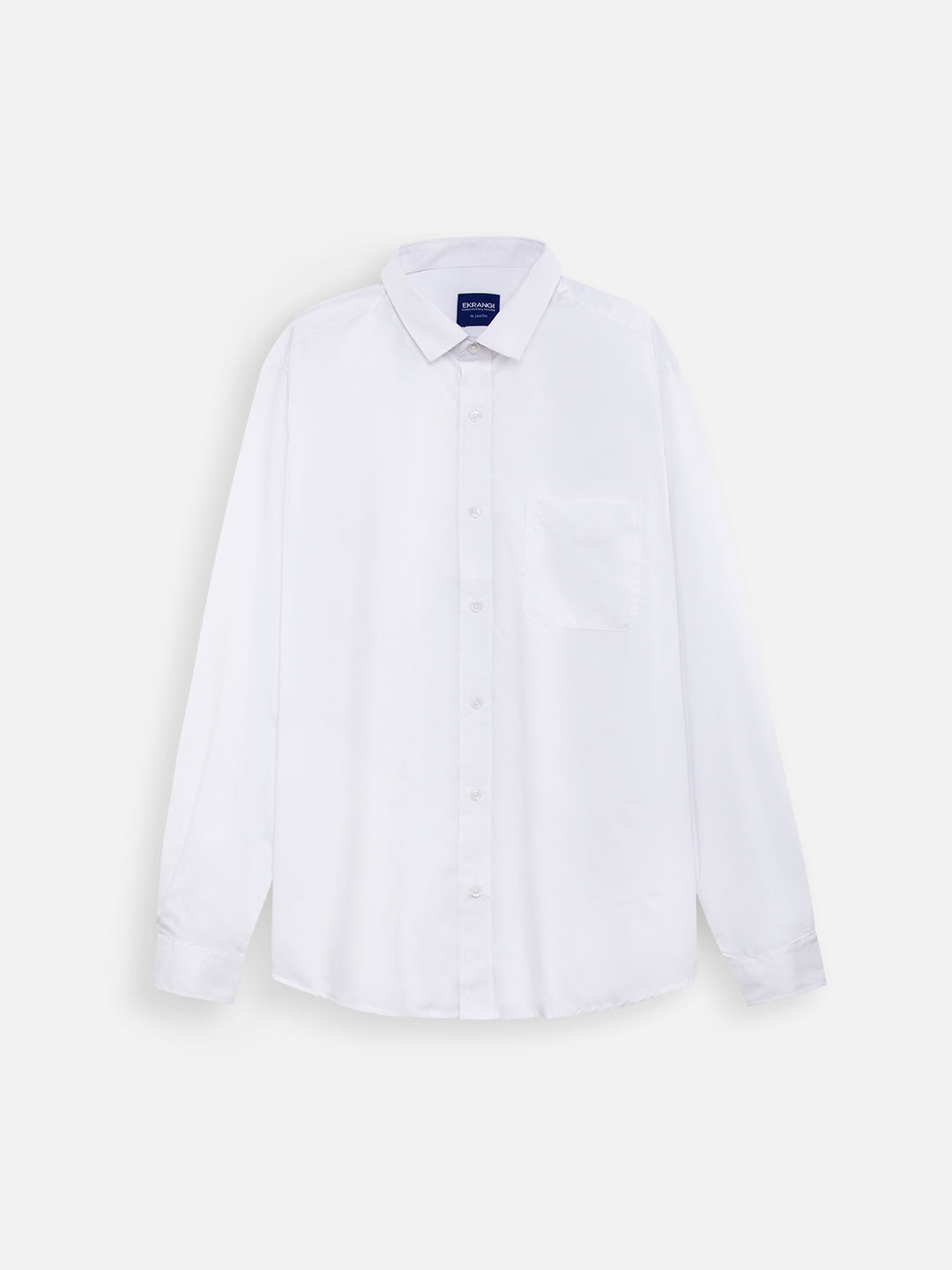 Front view of men’s ivory white premium polyester cotton regular fit shirt by Ekrangi