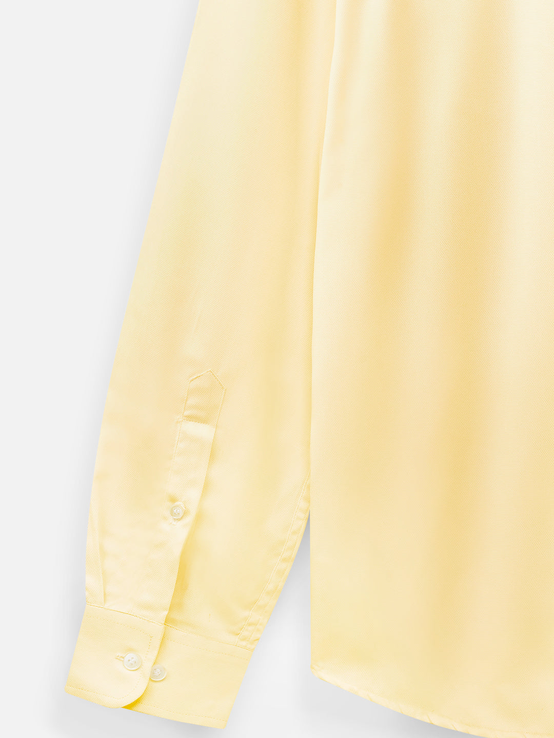Close-up of fabric of men’s marigold yellow premium cotton shirt by Ekrangi
