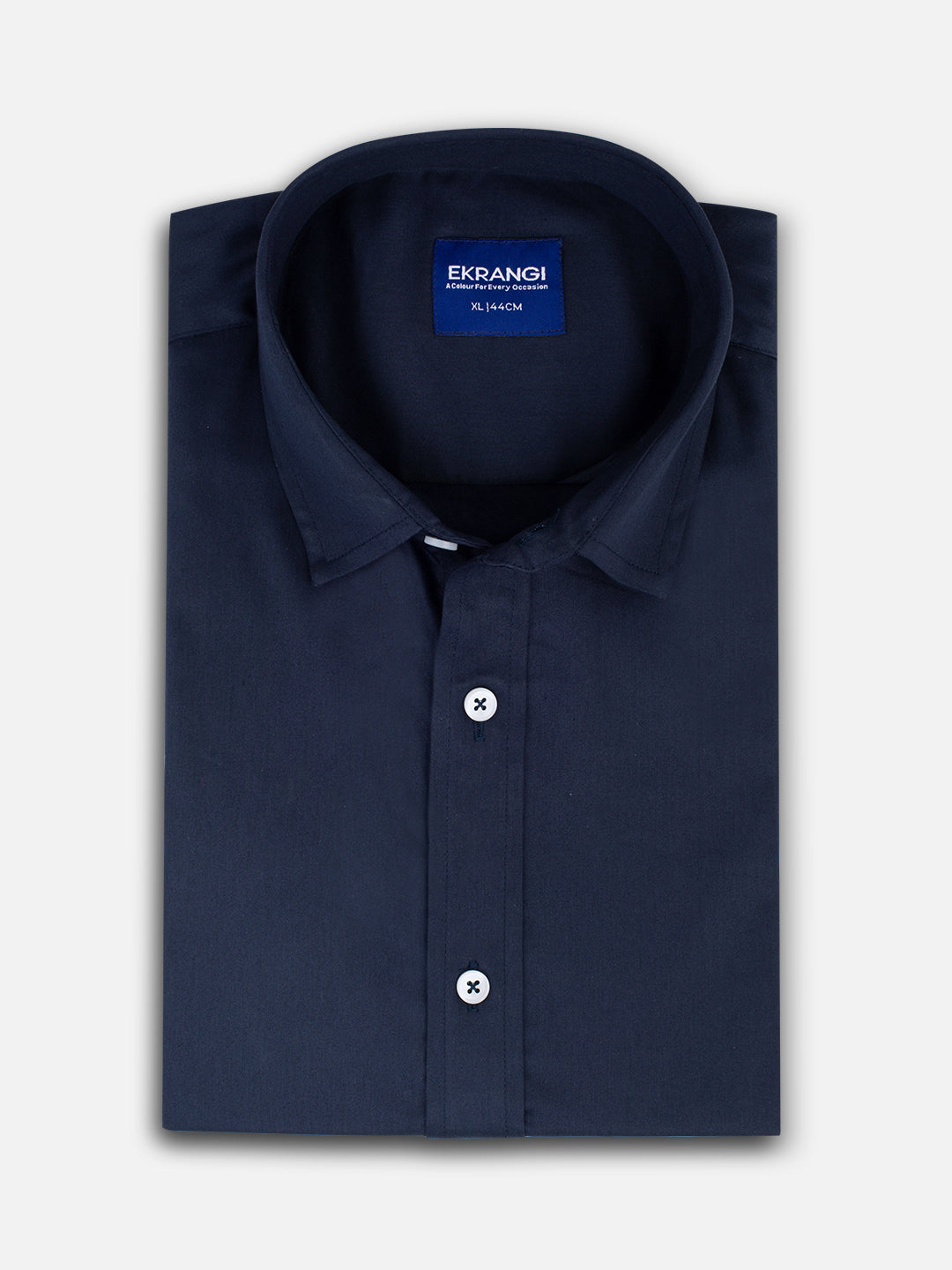 Folded men’s midnight blue premium cotton regular fit shirt by Ekrangi