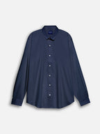 Front view of men’s midnight blue premium cotton regular fit shirt by Ekrangi