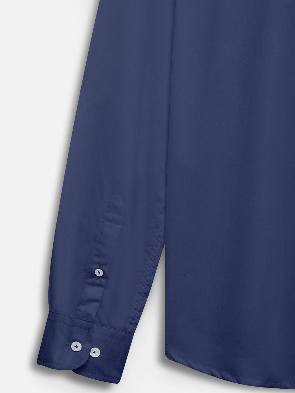 Close-up of fabric of men’s obsidian blue premium polyester cotton shirt by Ekrangi