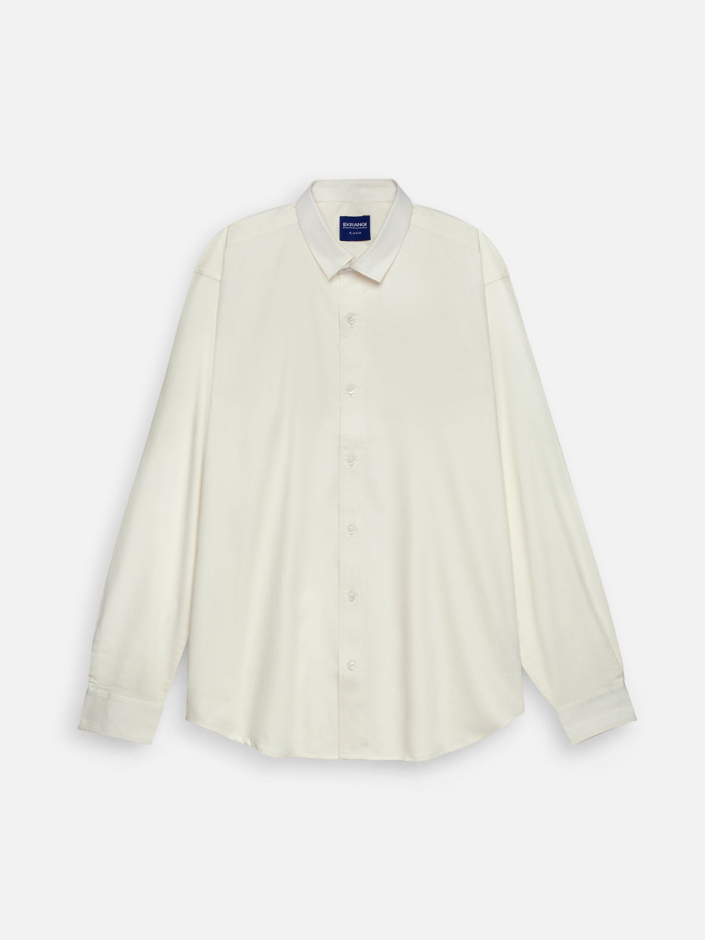 Front view of men’s pearl yellow cotton sateen regular fit shirt by Ekrangi