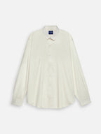 Front view of men’s pearl yellow cotton sateen regular fit shirt by Ekrangi