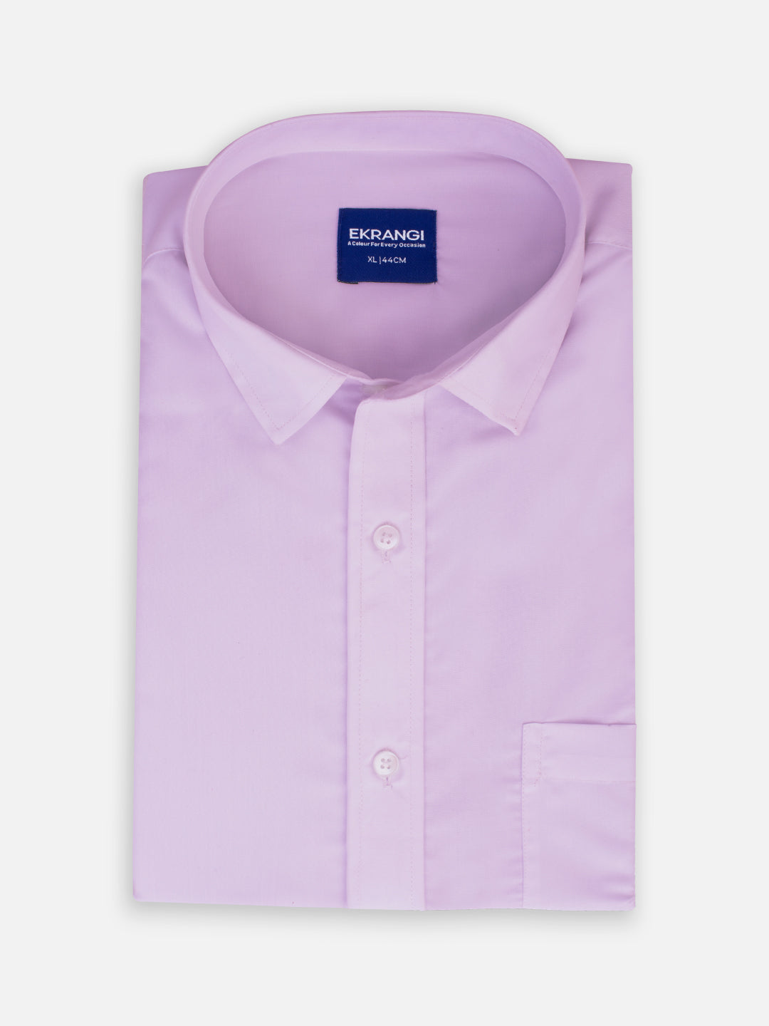Folded men’s refined lavender premium polyester cotton regular fit shirt by Ekrangi