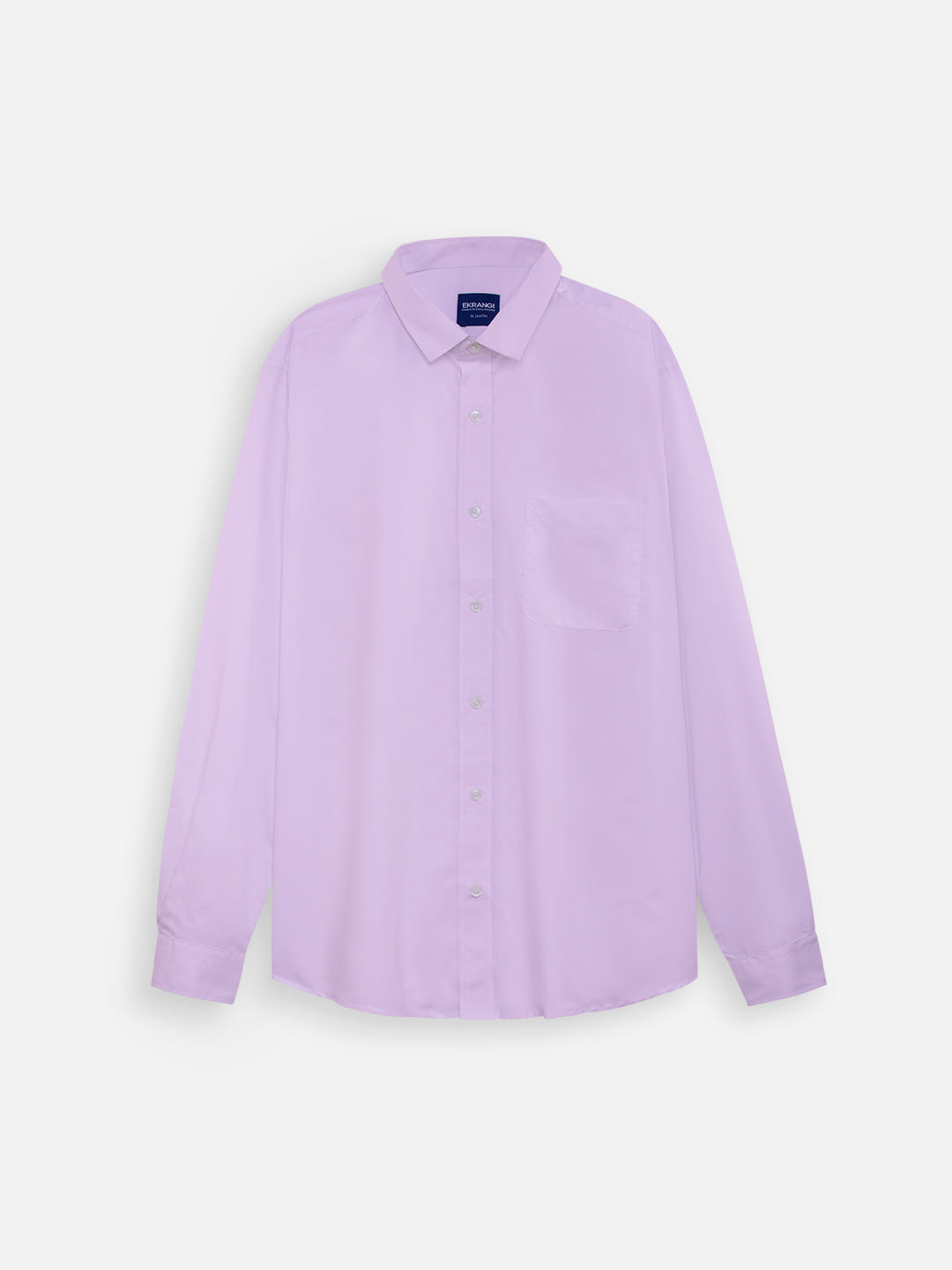 Front view of men’s refined lavender premium polyester cotton regular fit shirt by Ekrangi