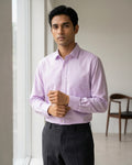 Lifestyle image of man wearing refined lavender premium polyester cotton regular fit shirt by Ekrangi