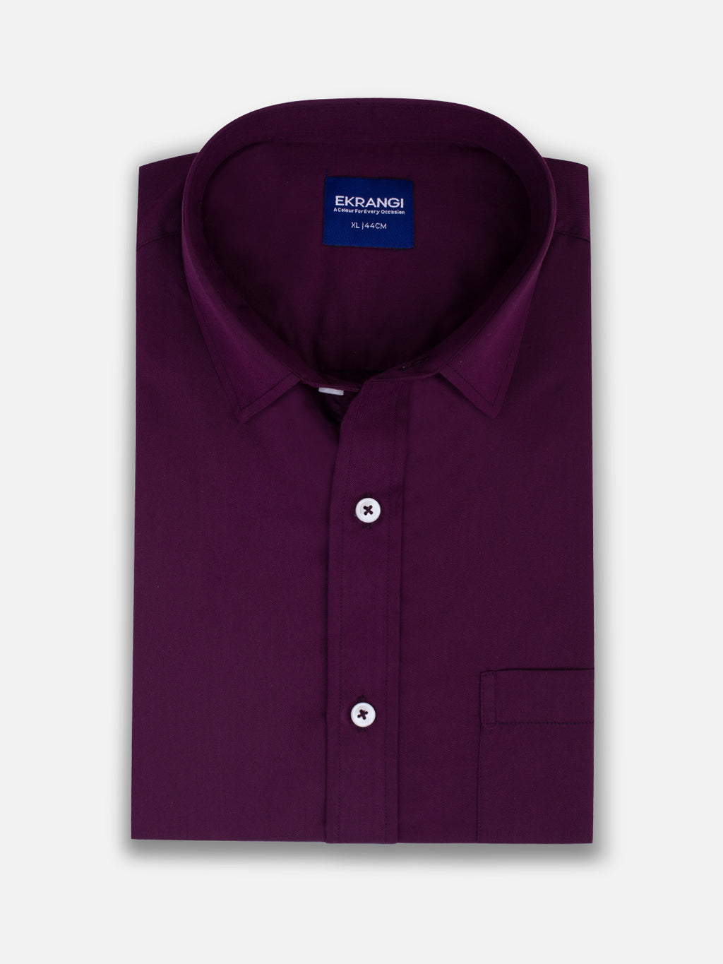 Folded men’s regal purple premium polyester cotton regular fit shirt by Ekrangi