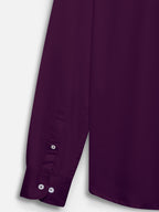Close-up of fabric of men’s regal purple premium polyester cotton shirt by Ekrangi