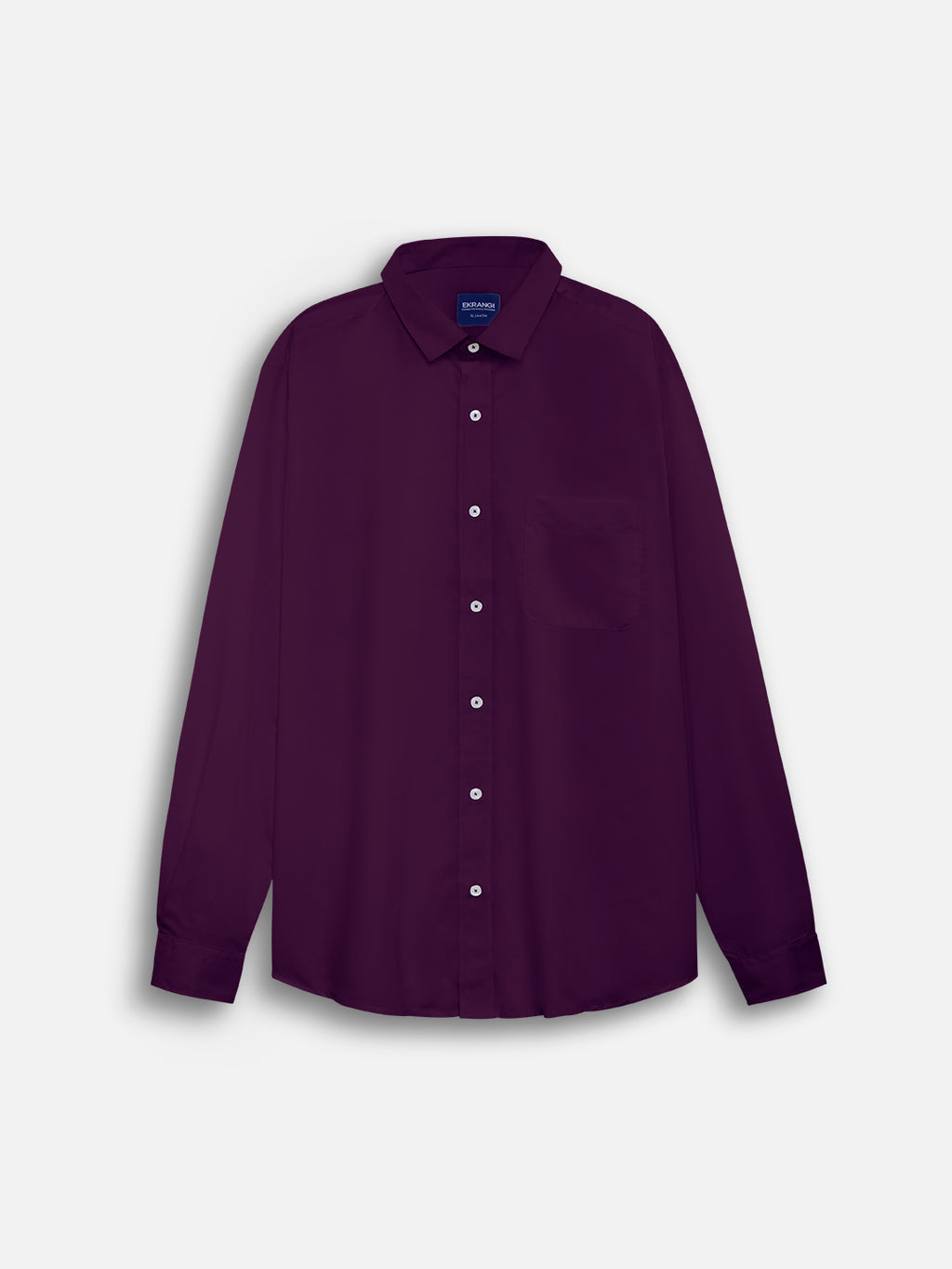 Front view of men’s regal purple premium polyester cotton regular fit shirt by Ekrangi