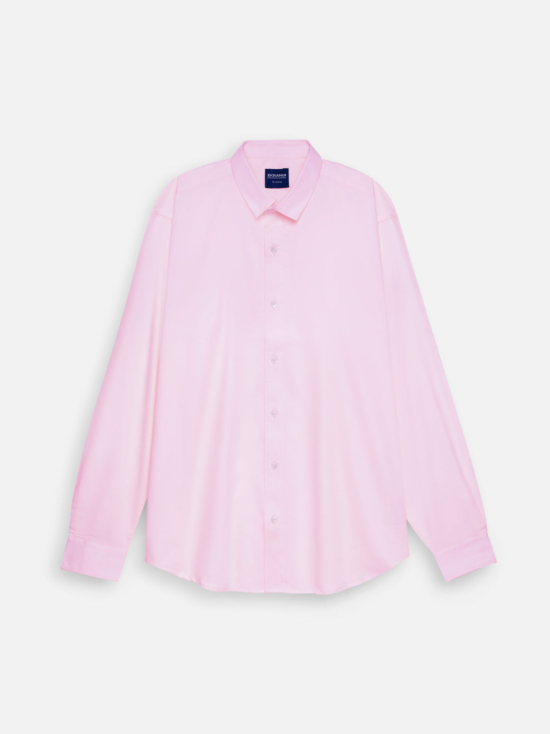 Front view of men’s rose quartz pink cotton sateen regular fit shirt by Ekrangi