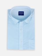 Folded men’s serene blue premium polyester cotton regular fit shirt by Ekrangi