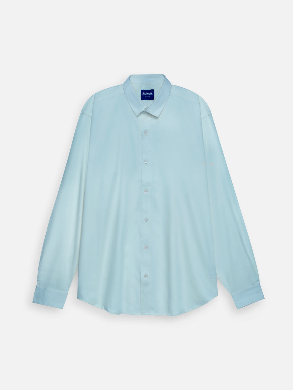 Front view of men’s skyline blue premium cotton regular fit shirt by Ekrangi