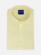 Folded men’s sunlit yellow cotton sateen regular fit shirt by Ekrangi