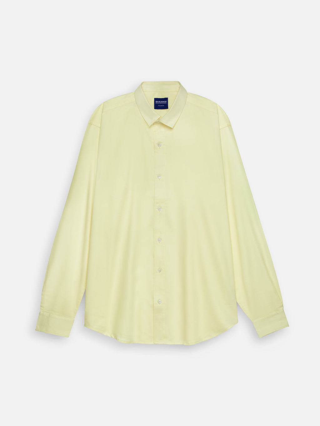 Front view of men’s sunlit yellow cotton sateen regular fit shirt by Ekrangi