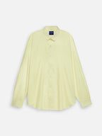Front view of men’s sunlit yellow cotton sateen regular fit shirt by Ekrangi