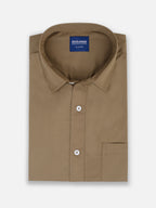 Folded men’s taupe brown premium polyester cotton regular fit shirt by Ekrangi