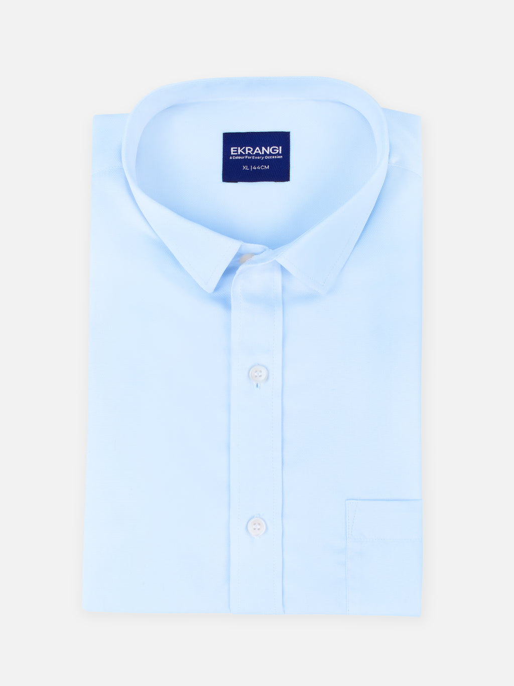 Folded men’s tranquil blue premium cotton regular fit shirt by Ekrangi