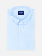 Folded men’s tranquil blue premium cotton regular fit shirt by Ekrangi