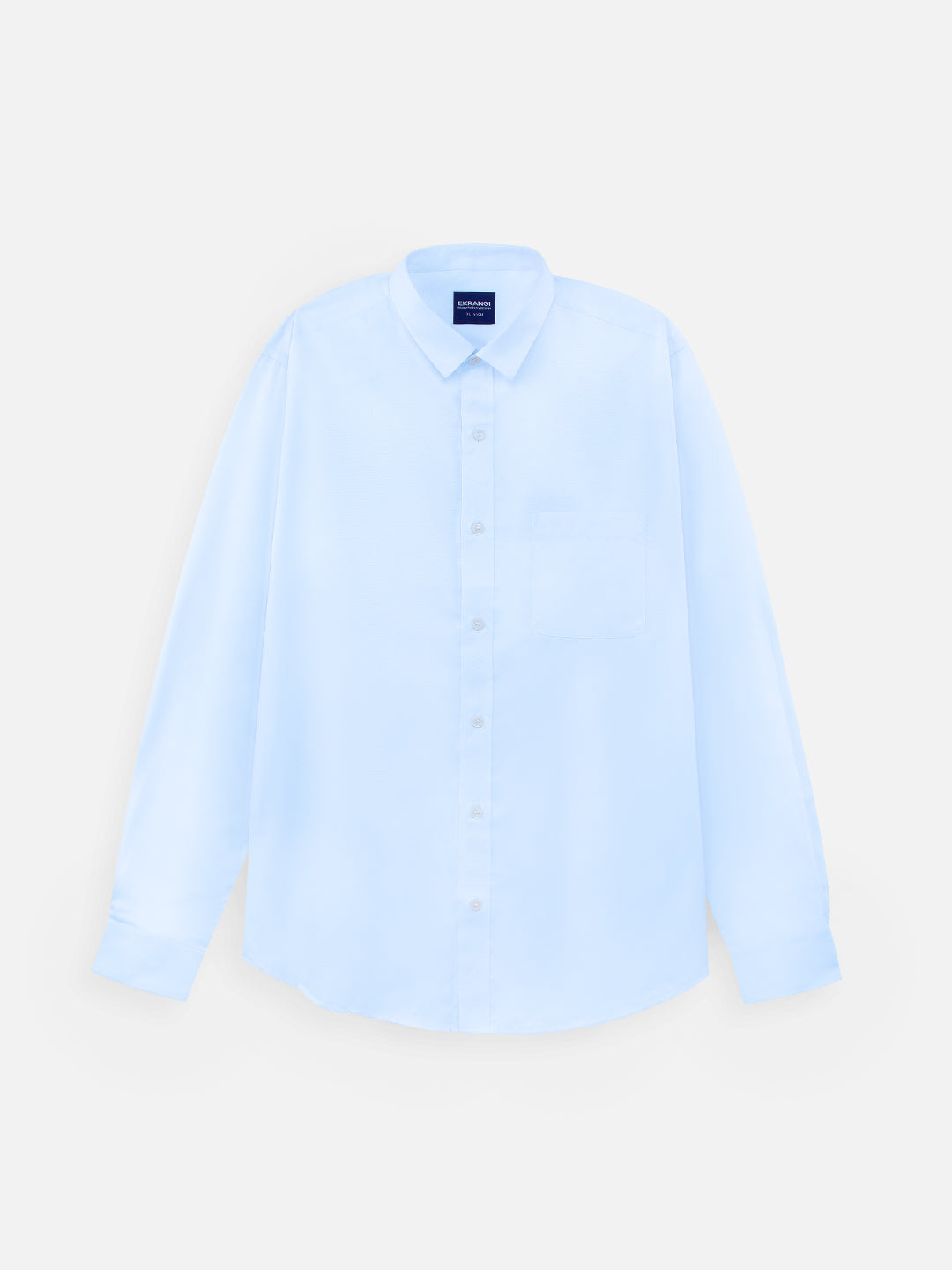 Front view of men’s tranquil blue premium cotton regular fit shirt by Ekrangi