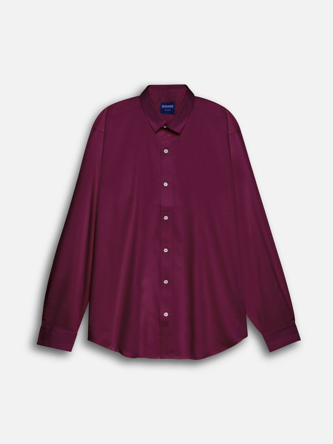 Front view of men’s velvet purple premium cotton regular fit shirt by Ekrangi